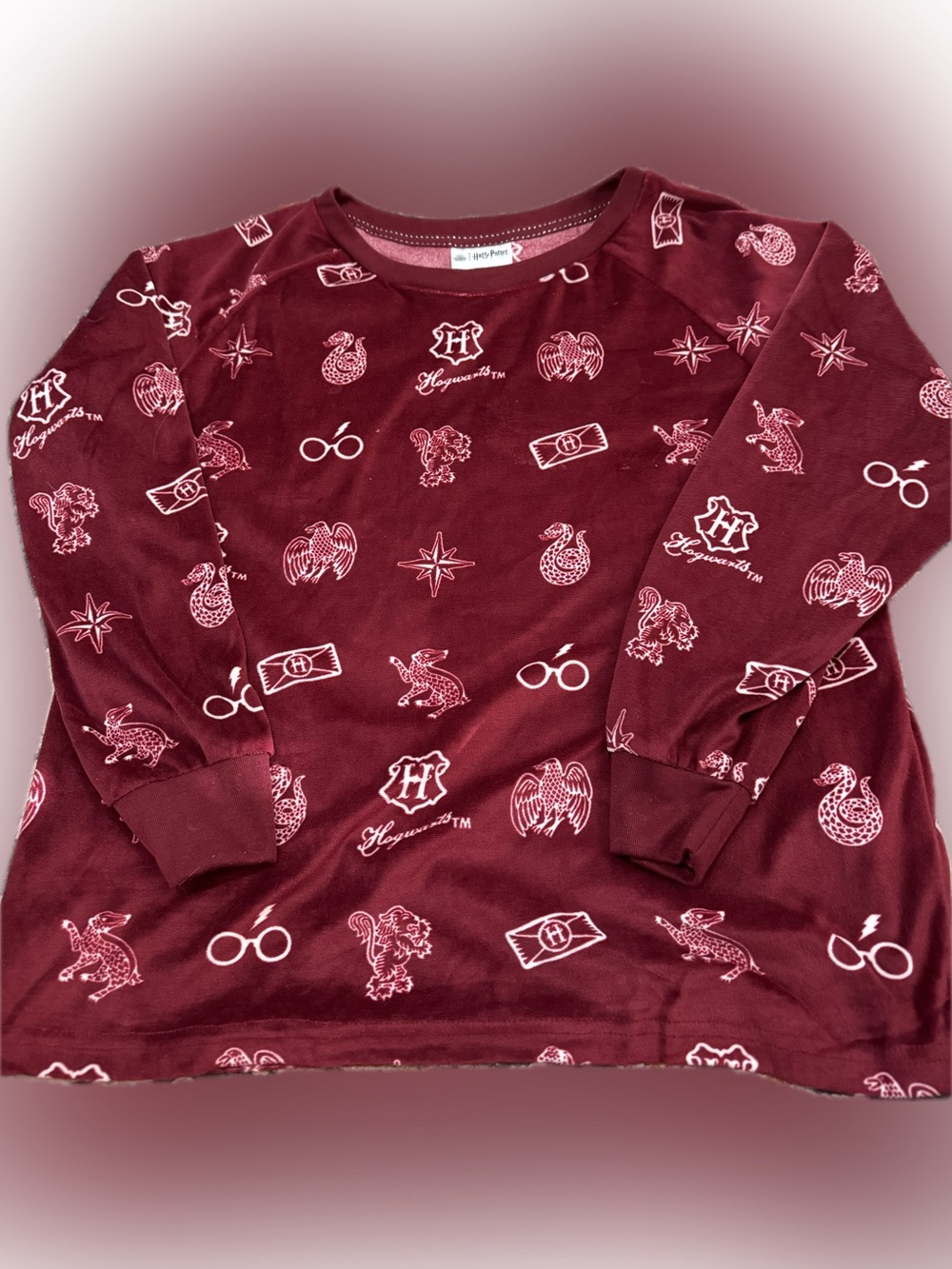 Nwt‎ Harry Potter Shirt Hogwarts Soft Fleece Sleepwear Top, size Large (12-14)